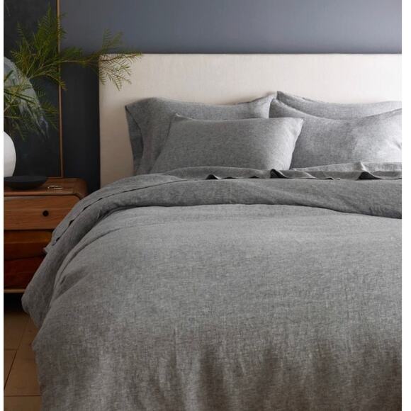 Quince European Linen Luxury Classic Charcoal Chambray King/Cal King Duvet Set - Picture 5 of 6